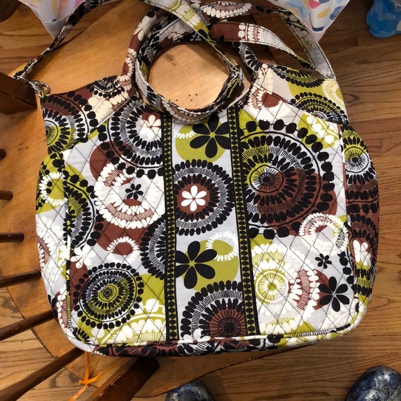 Vera Bradley NWT 2013 Cocoa Moss bag/purse/tote plus double side cap - Picture 2 of 16